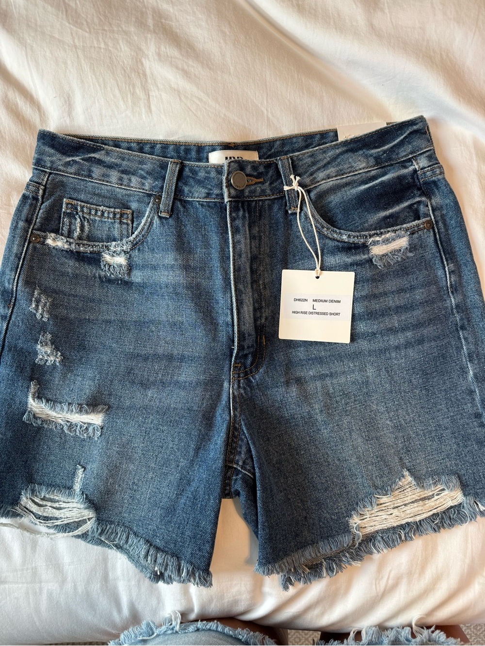 Just Black Distressed Dark Blue Jean Shorts